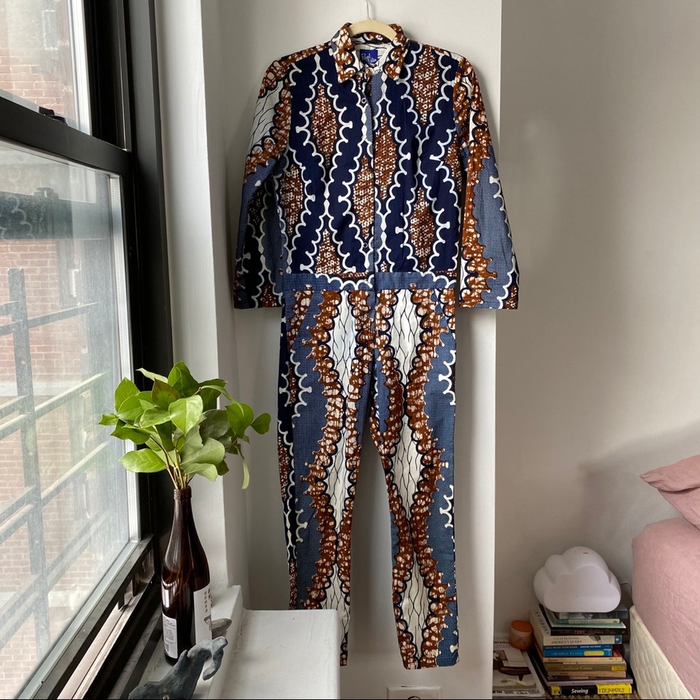 Printed Blue & Brown Women's Jumpsuit